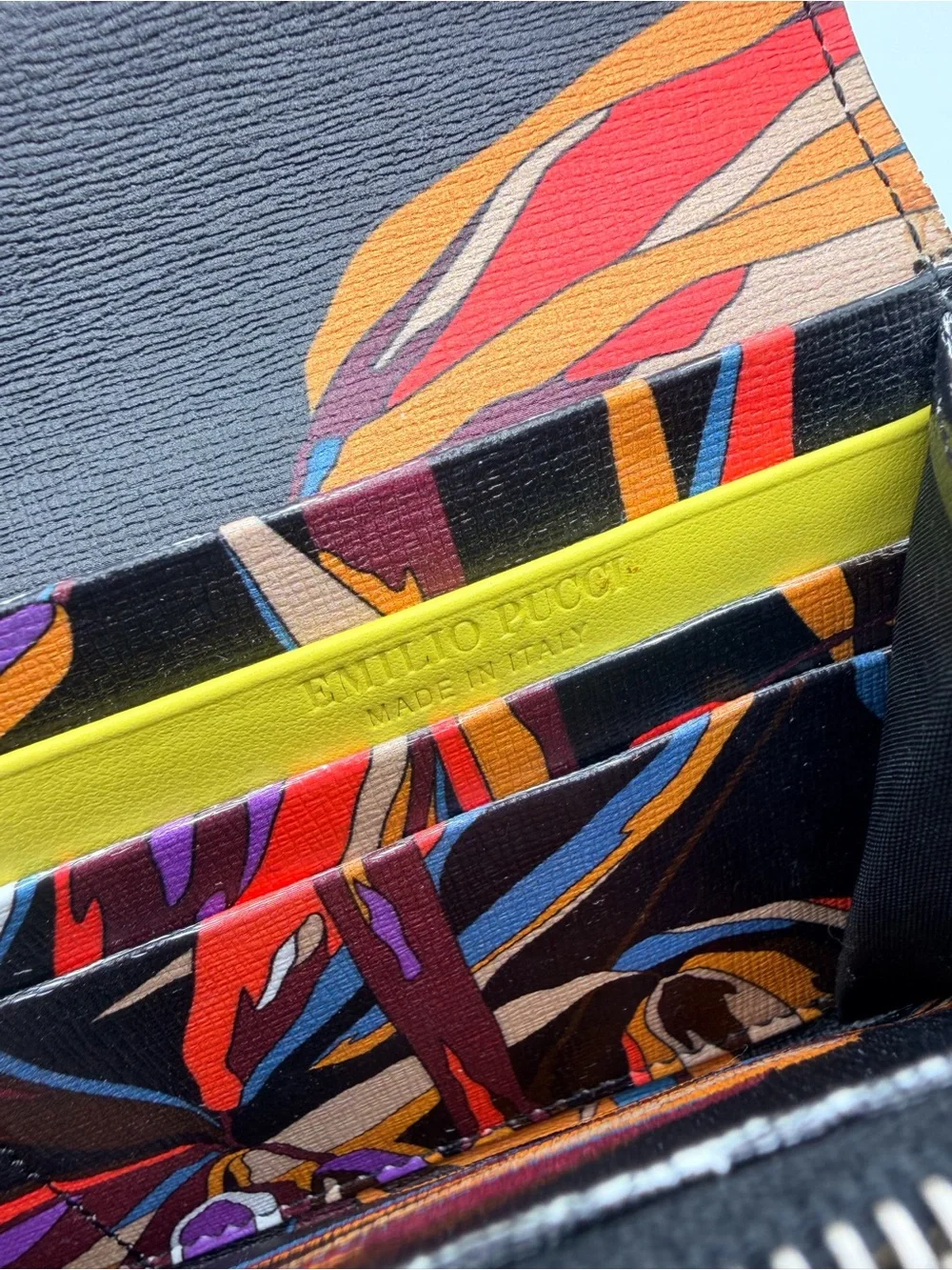 Emilio Pucci Yellow Leather Bird of Paradise Wallet with Logo